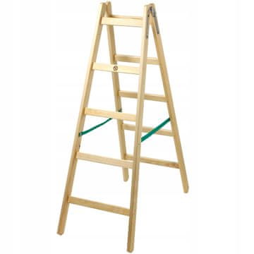 KADAX Lesena slikarska lestev, stabilna, dvostranska, 2x5 prečk, nosilnost 150 kg