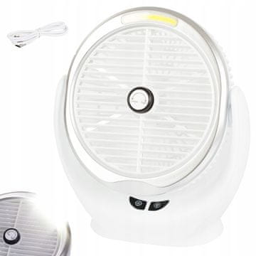 Verkgroup Brezžični aku. LED COB namizni ventilator USB bel
