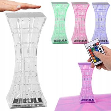 Verkgroup LED RGB aku. namizna kristalna svetilka USB daljinec pravokotna
