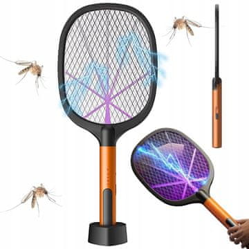 Verkgroup 2v1 aku. električni lopar uničevalec insektov LED UV USB 52m stojalo