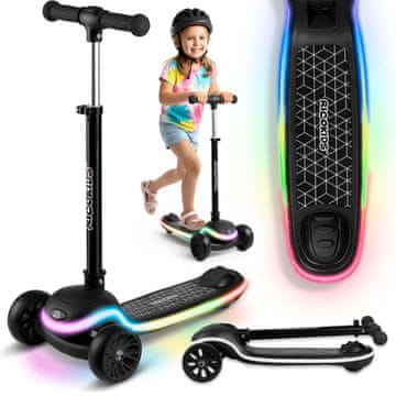 Ricokids Leddi trikolesni LED balansirni skuter za otroke - črn