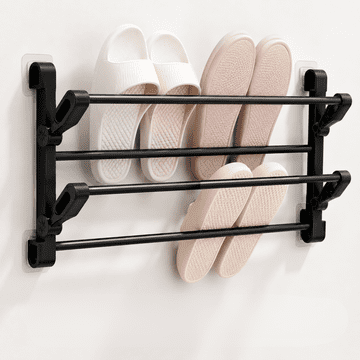 Netscroll Stenski zložljivi organizator za čevlje brez vrtanja, črn, 50 x 29 x 12 cm, ShoeRack