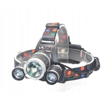 MG T6 naglavna svetilka 3x LED 1000lm, črna