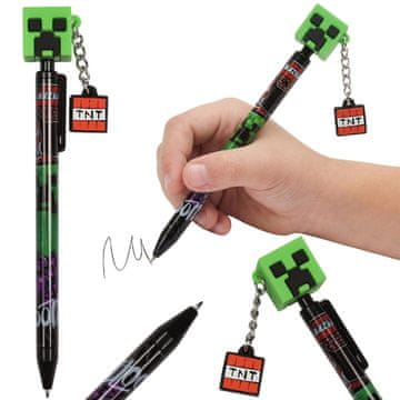 sarcia.eu Minecraft Samodejno pisalo, črn črnilo, šolsko pisalo s pokrovčkom + obesek
