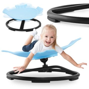 Mamabrum Otroški mini vrtiljak v obliki modre ribice za igro - vrtenje 360 stopinj, nosilnost 80 kg, starost starejši od 3 let, pocinkano jeklo