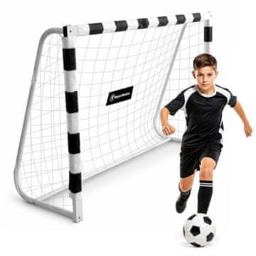 HyperMotion Beli nogometni gol 180 x 120 cm z ojačanim jeklenim okvirjem - zunanja igra, pet sider za pritrditev, mreža z očesi 10 x 10 cm