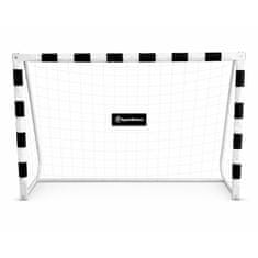 HyperMotion Beli nogometni gol 180 x 120 cm z ojačanim jeklenim okvirjem - zunanja igra, pet sider za pritrditev, mreža z očesi 10 x 10 cm