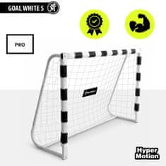 HyperMotion Beli nogometni gol 180 x 120 cm z ojačanim jeklenim okvirjem - zunanja igra, pet sider za pritrditev, mreža z očesi 10 x 10 cm