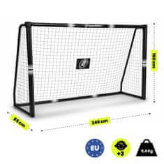 HyperMotion Nogometni gol 240 x 160 cm z jeklenim okvirjem, mrežo, sidri - cevi premera 32 mm, očesa 4,5 x 4,5 cm, zunanja igra za otroke od 3 let