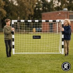 HyperMotion Beli nogometni gol 180 x 120 cm z ojačanim jeklenim okvirjem - zunanja igra, pet sider za pritrditev, mreža z očesi 10 x 10 cm