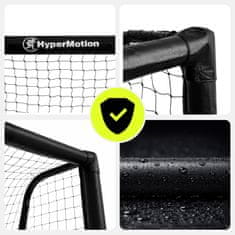 HyperMotion Črni nogometni gol 180 x 120 cm z jeklenim okvirjem - cevi 32 mm, 5 sider za pritrditev v tla, odporna mreža, zunanja igra