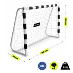 HyperMotion Beli nogometni gol 180 x 120 cm z ojačanim jeklenim okvirjem - zunanja igra, pet sider za pritrditev, mreža z očesi 10 x 10 cm