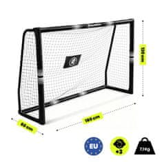 HyperMotion Črni nogometni gol 180 x 120 cm z jeklenim okvirjem - cevi 32 mm, 5 sider za pritrditev v tla, odporna mreža, zunanja igra