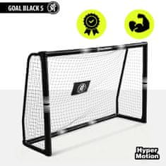 HyperMotion Črni nogometni gol 180 x 120 cm z jeklenim okvirjem - cevi 32 mm, 5 sider za pritrditev v tla, odporna mreža, zunanja igra