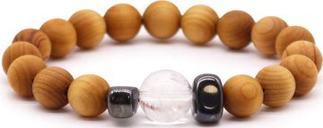 AWG Lesena zapestnica - cedra in kamena strela - kroglice 10 in 12 mm