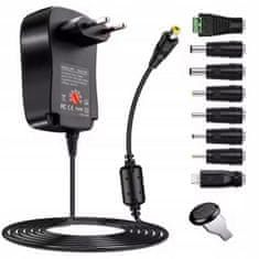 Rosfix Napajalnik DC 30 W - Univerzalni napajalnik | 3–12 V | 1,2 A | 8 priključkov (vključno z mikro USB, LED) | USB | EU | Regulacija napetosti