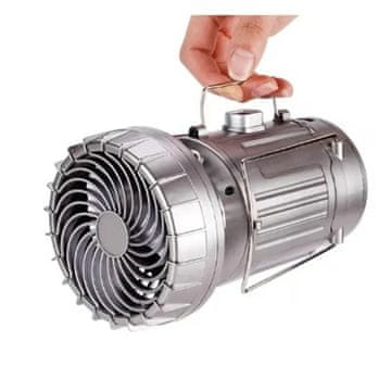 HOME & MARKER® Večnamenska kamp svetilka z ventilatorjem, zvočnikom in powerbankom, solarno + USB polnjenje, LED luč | LANTFAN
