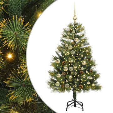 Vidaxl Umjetno zložljivo božićno drevo s stožci Zelena 120 cm