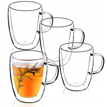 KADAX Termo kozarci za kavo, čaj in latte, 350 ml, dvostenski, 4 kosi