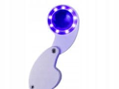 Verkgroup Zložljiva mini žepna aku. LED UV lupa 60x za nakit in bankovce