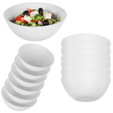 KADAX Komplet 6 steklenih solatnih skled 20 cm, bela, z rebrasto površino