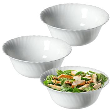 KADAX Komplet 3 steklenih skled za solato - bela, 20 cm