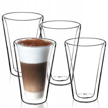 KADAX 4x veliki dvojnstenski termos kozarci za kavo, čaj in latte, 470 ml