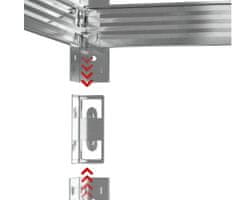 Blow Rack kovinski regal, 4 police, modularna oblika, MDF plošče, galvanizirano jeklo, srebrn, 150x75x30cm