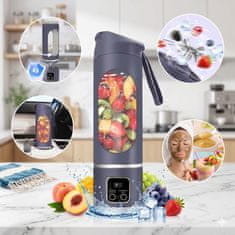 HOME & MARKER® Prenosni blender za smoothie 450 ml, 8 rezil, USB polnjenje 1300 mAh, 3 hitrosti, brezžični mini mešalnik | BLENDGO