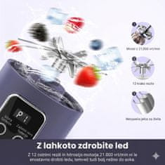 HOME & MARKER® Prenosni blender za smoothie 450 ml, 8 rezil, USB polnjenje 1300 mAh, 3 hitrosti, brezžični mini mešalnik | BLENDGO