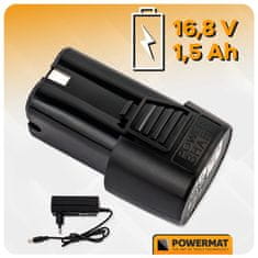 Powermat Komplet 40Nm aku. LED vijačnik 16.8V 2×1.5Ah kovček