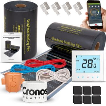 shumee Cronos GRAPHENE 220W/m2 IR grelna folija komplet 50cm - 2m2 + termostat AC605H-WiFi bela
