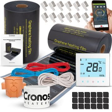 shumee Cronos GRAPHENE 220W/m2 IR grelna folija komplet 50cm - 10m2 + termostat AC605H-WiFi bela