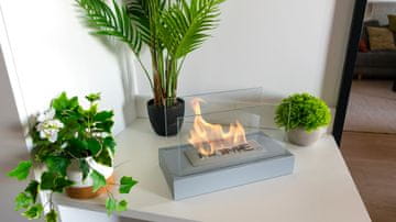 Embrisa Home Bioetanolni kamin Home siv – namizni kamin z zaščitnim steklom 0,5L