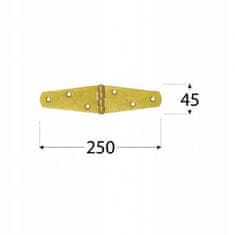 DOMAX DOMAX Pleteni trikotni tečaj 250x45x2mm ZLATO-CINK