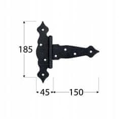 DOMAX DOMAX Dekorativni trikotni tečaj 150 mm ČRNE barve za komode