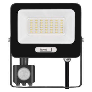 Emos ZS2334B Glaro LED reflektor, PIR, 30 W, IP54, 3000 lm, nevtralna bela, črn