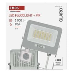 Emos ZS2334W Glaro LED reflektor, PIR, 30 W, IP54, 3000 lm, nevtralna bela, bel