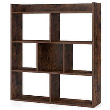 Northix Knjižna omara s 7 predali 80 x 20 x 90 cm les dekor kava