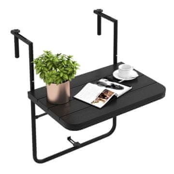 Northix Zložljiva balkonska miza za ograjo HIPS kovina črna 60 cm