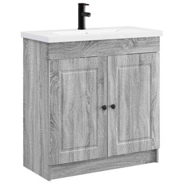 Vidaxl Komplet pohištva za kopalnico Siva Sonoma 56 x 37,5 x 81 cm