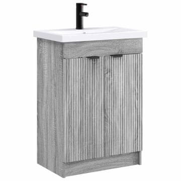 Vidaxl Komplet pohištva za kopalnico Siva Sonoma 56 x 37,5 x 81 cm