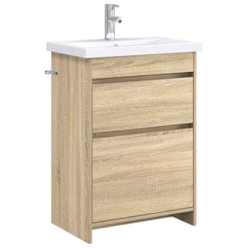 Vidaxl Komplet pohištva za kopalnico Sonoma hrast 61 x 40 x 84,5 cm
