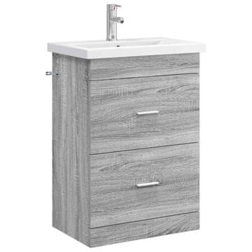 Vidaxl Komplet pohištva za kopalnico Siva Sonoma 61 x 40 x 84,5 cm