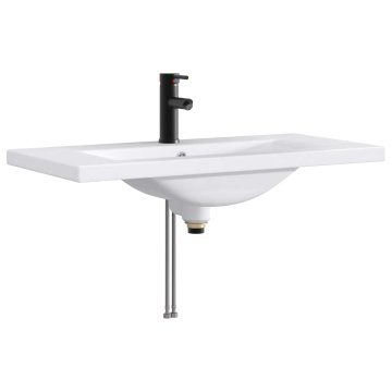 Vidaxl Umivalnik z mešalnikom in odtokom Mat črna 81 x 40 x 17,5 cm