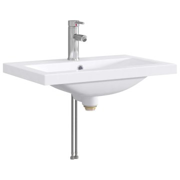 Vidaxl Umivalnik z mešalnikom in odtokom Krom 61 x 40 x 16,5 cm