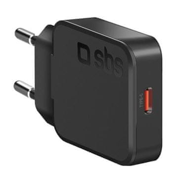 SBS SBS Ultra-Slim 20W USB-C stenski polnilnik črne barve