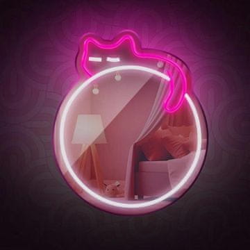 shumee Barvit LED neon z ogledalom FOREVER TF1 Sleeping Cat FMNE03 bela in roza