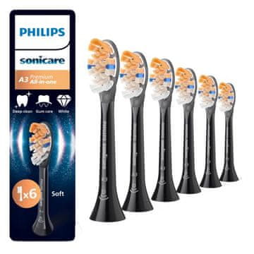 shumee PHILIPS SONICARE Sonicare A3 Premium HX9096/88 Nastavki za zobno ščetko 6 kosov Črne barve