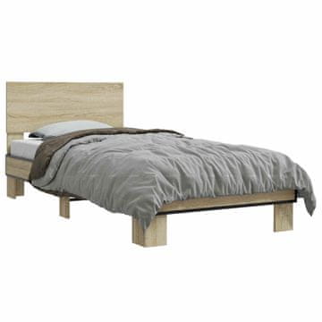 Vidaxl Okvir postelje z naslonjalom Sonoma hrast 80 x 200 cm